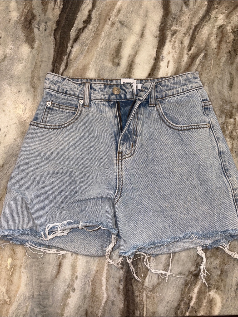 Princess Polly Light Blue Distressed Denim Cutoff Shorts